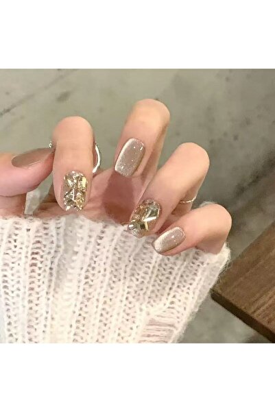 Choice 24 قطعة من أظافر XBJMY القصيرة ذات شكل عين القطة الفرنسية البسيطة مع 1...