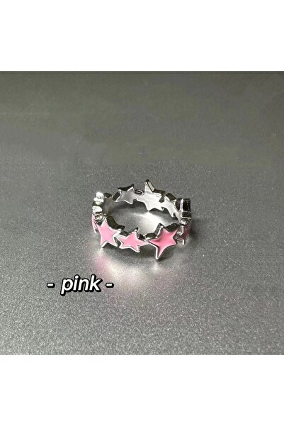 Choice خواتم نجمة وردية ملونة من المينا بتصميم جديد وعصري للنساء والفتيات بتص...