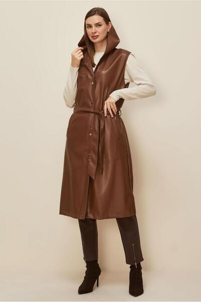 Alvina Belted Faux Leather Vest 45962