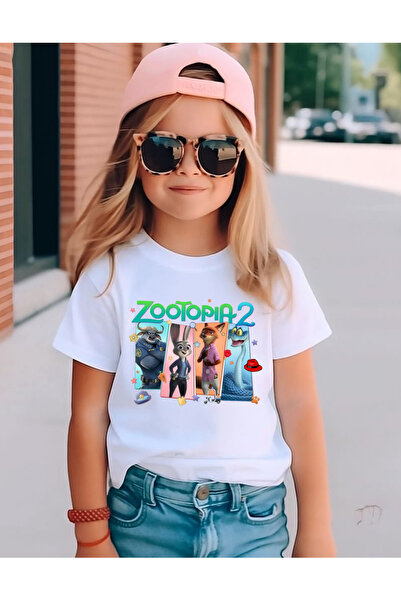 lovver Tricou pentru copii din bumbac imprimat Zootrpolia, cu design Zootropo...