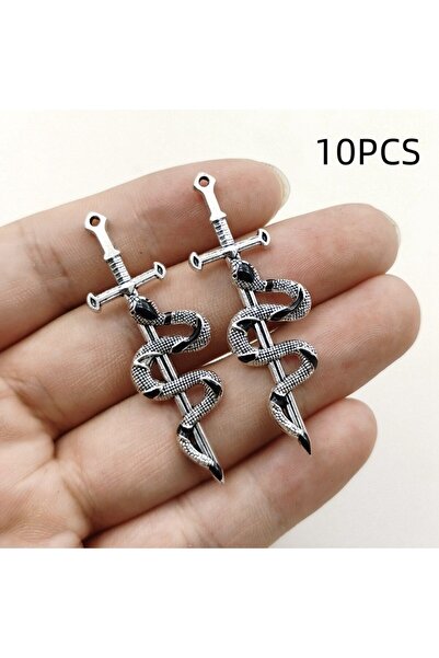 Choice 10 قطع فضية 10 قطع جديدة أزياء ريترو ثعبان سيف قلادة الملحقات DIY ثعبا...