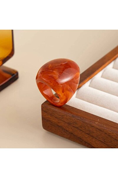 Choice خاتم ساليركون ذو 6 أنماط بتصميم بوهيمي هندسي كبير من الراتنج بسطح منحن...