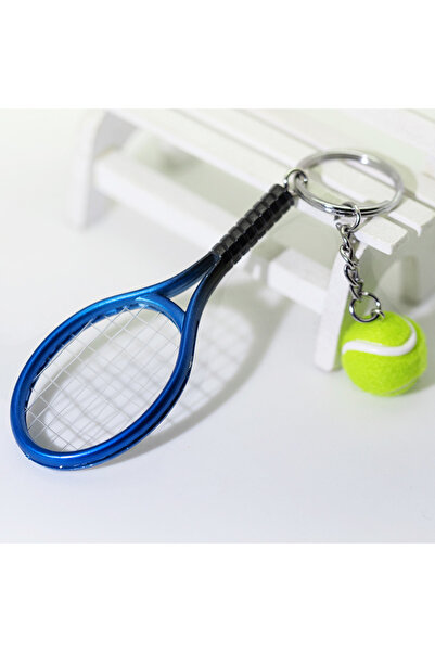 Choice Blue Miniature Realistic Tennis Racket Keychain - Ideal Car Keyring Ha...
