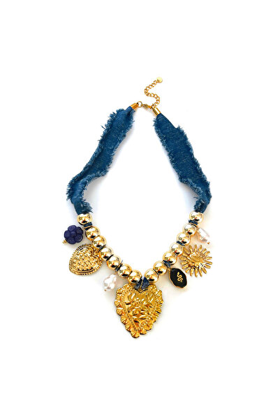 Choice قلادة جديدة فريدة من نوعها من بيري بوكس مصنوعة من حبل من الدنيم الأزرق...