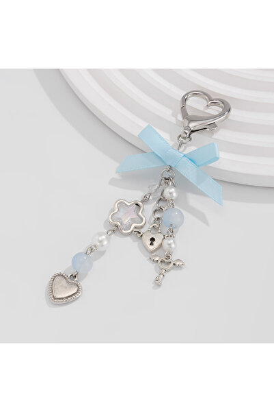 Choice Silver Color IngeSight.Z Sweet and Lovely Blue Bowknot Star Charm Keyc...