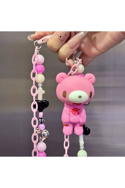 Choice دب وردي حلو - ولكنه حار✨ سلسلة دب وردي وسلسلة بنطال دب أسود مرصعة