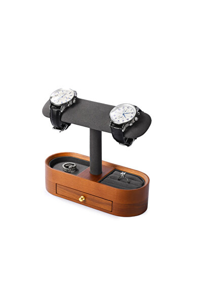 Choice Dark Grey 2 Layer Oirlv Wooden Jewelry Organizer Watch Display Stand N...