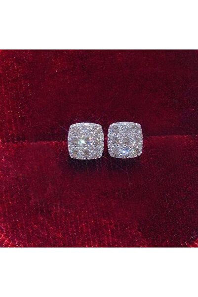 Choice أقراط هويتان البسيطة ذات الشكل المربع للنساء، مرصعة بأحجار الزركونيا ا...