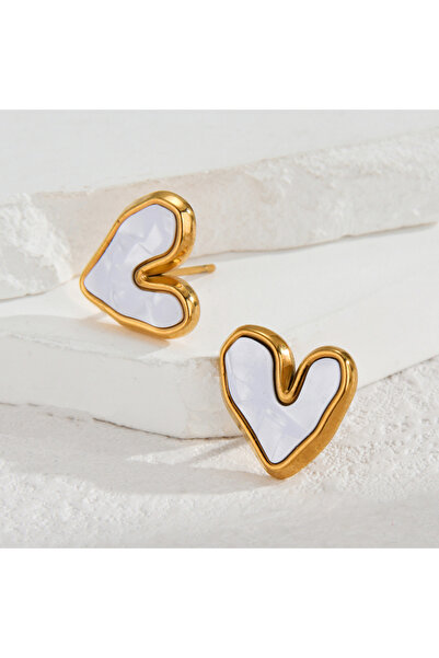 Choice E843-02 Fashion Stainless Steel White Shell Heart Shaped Series Earrin...