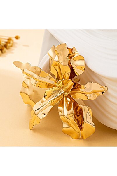 Choice دبوس ذهبي اللون للنساء مع زهور مجسمة مبالغ فيها، دبوس يمكن اختياره بمجموعة متنوعة من الألوان