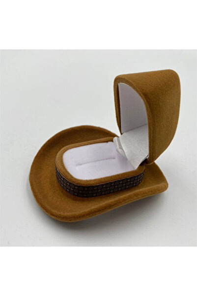 Choice Brown 2025 Creative Cowboy Hat Shape Rings Box Velvet Jewelry Display ...