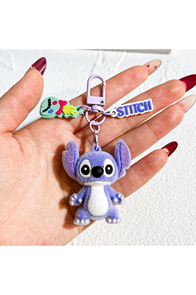 Choice سلسلة مفاتيح KC4524 Stitch Flocked بطول 5 سم - شخصية Lilo & Stitch فائقة النعومة، سحر أنمي لطيف وناعم