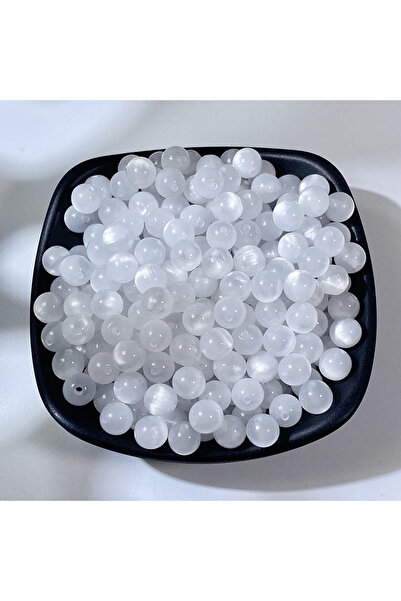 Choice أبيض 32 حبة، 8 مم، تقليد عين القط، راتنج، خرز دائري، خرز فضفاض، خرز سو...