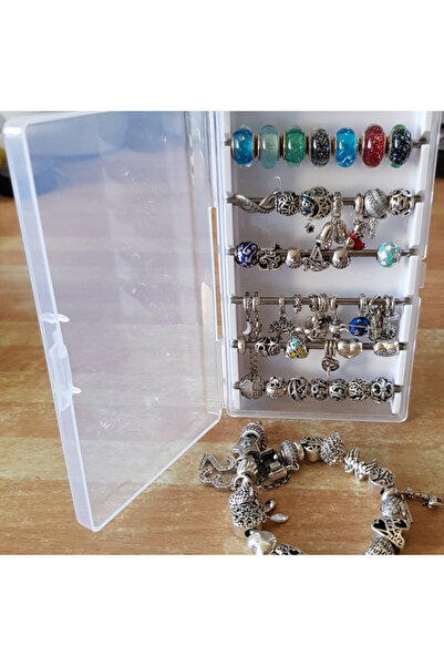 Choice صندوق باندورا أبيض S من الأكريليك مع خرزات عرض وقضيب مناسب لخرز ترول ب...