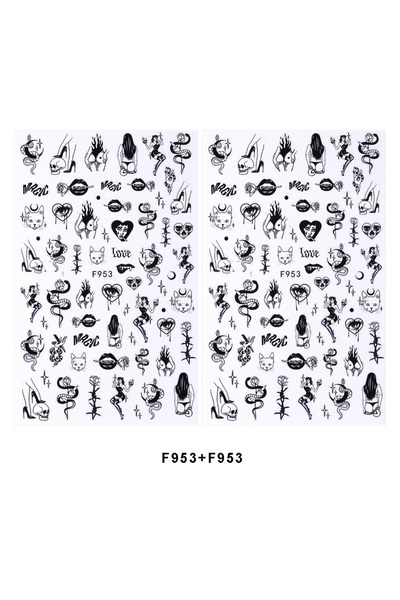 Choice F953 F953 2/6pcs 3D Snake Design Nail Stickers Evil Eye Tiny Skull Ghost Flower Design Sliders For H