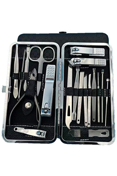 Choice4 مجموعة مقص أظافر من الفولاذ المقاوم للصدأ مكونة من 19 قطعة باللون الأ...