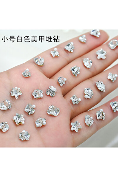 Choice 10 قطع من إكسسوارات الأظافر الصغيرة فلاش على شكل قلب أبيض على شكل فراش...