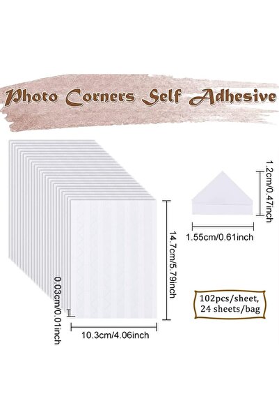 Choice AECH02-08748 2448 قطعة 24 ورقة ملصقات زوايا الصور البيضاء زوايا تثبيت ...