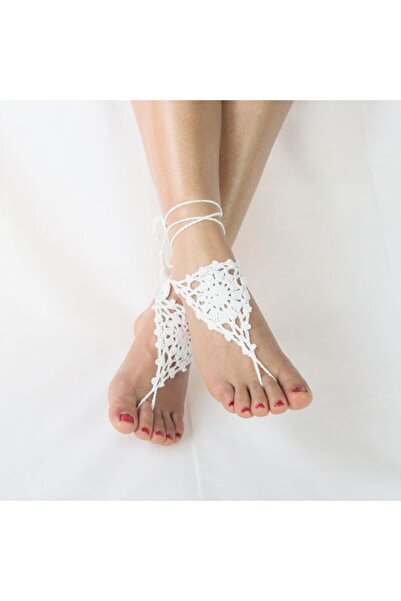 Choice Imitation Rhodium Plated Crochet Barefoot Sandals Wedding Anklets Beac...