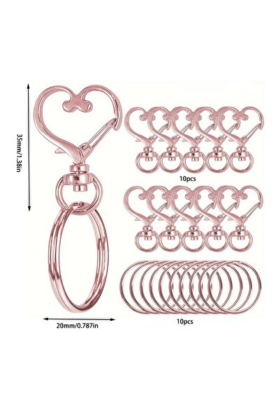 Choice rose gold color 10pcs Heart Shaped Swivel Snap Hooks 10pcs Key Ring Me...