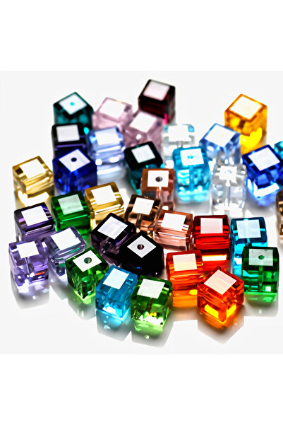 Choice11 50 قطعة من خرز الكريستال المربع متعدد الأوجه، مقاس 8 مم، بألوان مختل...