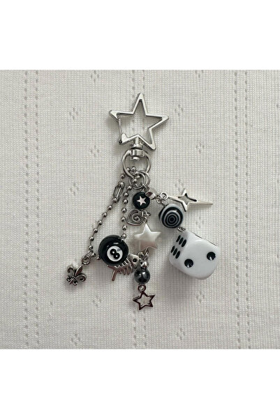 Choice سلسلة مفاتيح K-8-white Punk Black 8 Dice Swirl Love Cross Fish Bonk Pe...