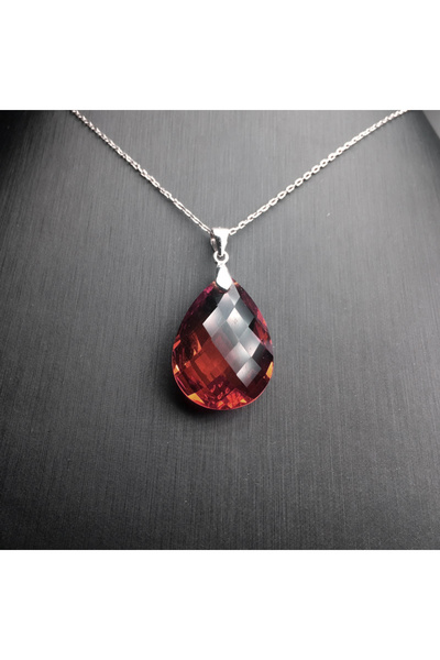 Choice قلادة زولتانيت متعددة الألوان على شكل كمثرى مقاس 18*25 مم من الفضة الإ...