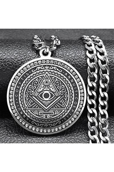 Choice قلادة هيب هوب كريستالية كبيرة من NK SR على شكل هرم عين العناية الإلهية...