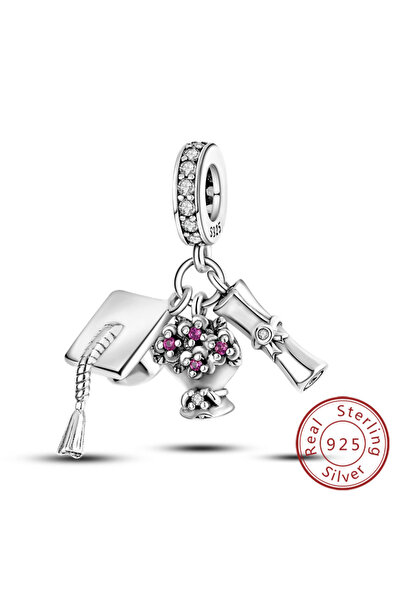 Choice KTC122 قلادات خرز أصلية من الفضة الإسترلينية عيار 925 على شكل قبعة الب...