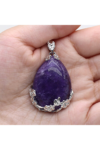 Choice قلادة على شكل قطرة ماء من حجر الجمشت الطبيعي من الكوارتز الوردي لصنعها...