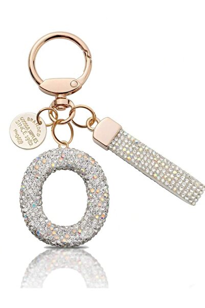 Choice O 26 English Initial Letter Inlaid Rhinestone Advanced Keychain Simple...