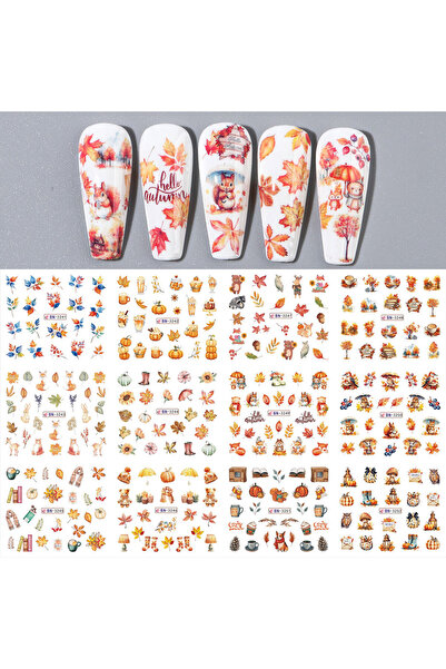 Choice BN3241-3252 قطعة واحدة من ملصقات الأظافر المائية على شكل ورقة القيقب ا...