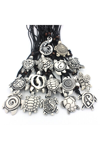 Choice قلادات سلاحف بحرية منحوتة من عظام تقليد مختلطة، مكونة من 12 قطعة، على ...