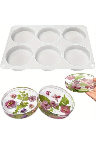 Choice قالب كوستر دائري عميق أبيض 6، قالب سيليكون كوستر كبير من راتنج الإيبوكسي، قالب كوستر من راتنج الباقة