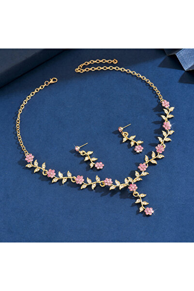 Choice 80865441 مجموعة مجوهرات نسائية أنيقة مكونة من قلادة وأقراط على شكل أور...