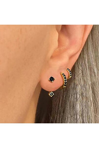 Choice مجموعة أقراط صغيرة من الفيروز مكونة من 3 قطع من SKU2 بلون ذهبي، أقراط ...