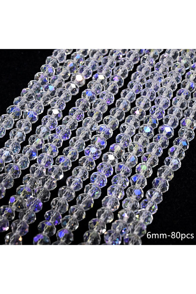 Choice1 6mm-80pcs 3/4/6/8/10mm Shiny Crystal Glass Beads Rondelle Shape Clear...