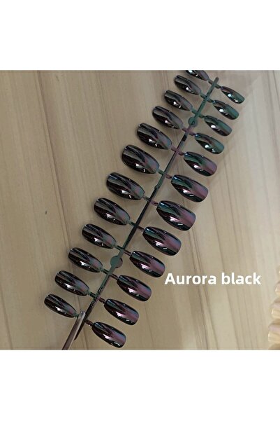 Choice أظافر صناعية متوسطة الطول من Aurora Black - 4 قطع (24 قطعة/شريط) - أظا...