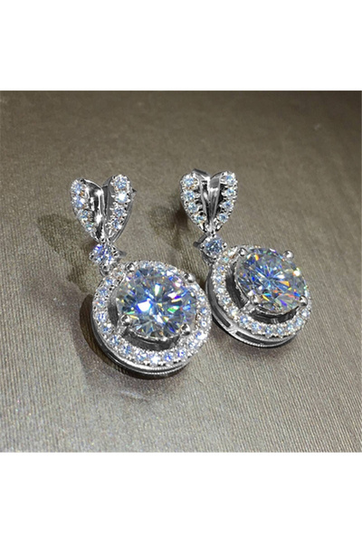 Choice E797 Huitan New Trendy Gold Color Heart Stud with Big Round CZ Pendent...