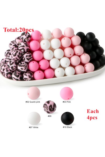Choice La24-18 20Pcs/Set 15MM Round Silicone Beads Mix Printed Beads Kits For...