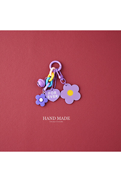 Choice Purple Creative Candy Color Flower Heart Pendant Keychain Cute Small F...