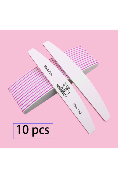 Choice 10 قطع من مبرد الأظافر الأبيض بحبيبات 100/180 ومبرد أظافر نصف قمري وور...