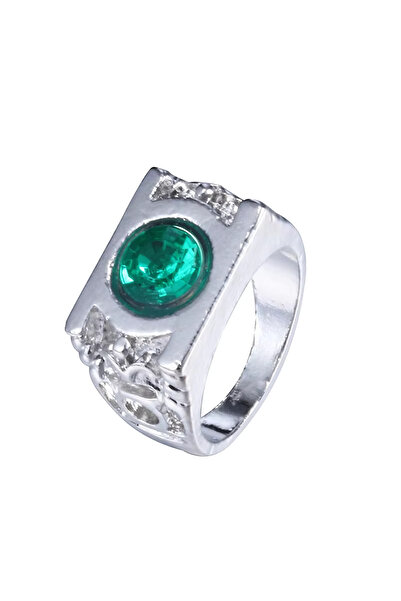 Choice خاتم فضي أنيق بتصميم فانوس أخضر للرجال والنساء