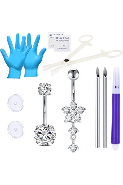 Choice طقم ثقب البطن، طقم ثقب هندسي لسدادات الجسم والأنفاق، زر البطن، الأنف، ...