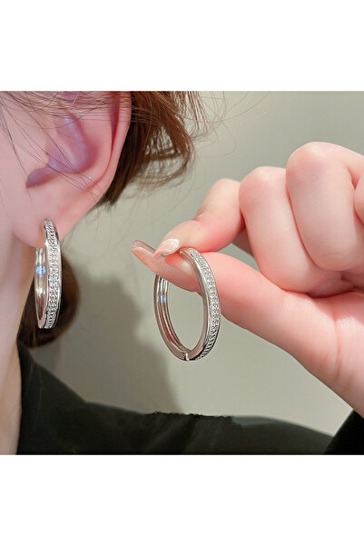 Choice أقراط دائرية كبيرة فضية اللون من المعدن من هويتان، موديل E2473، للنساء...