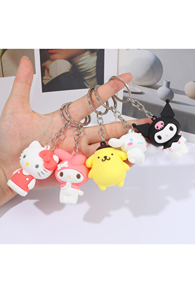 Miniso 6 cm KC5606 5PCS Sanrio Hello Kitty Travel Keychain Set - Durable Hello Kitty Kuromi Luggage Tags, B