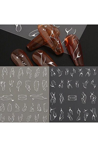 Choice ملصقات أظافر معدنية ثلاثية الأبعاد TH-1107 وTH-1108، أشواك فضية، كرمة،...