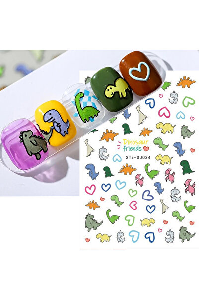 Choice ملصق أظافر لاصق ملون لطيف على شكل ديناصور STZ-SJ034، غير سام وعديم الر...