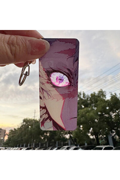 Miniso K-Demon-5 Demon Slayer Shining Eyes Keychain Acrylic Transparent Card Rectangular Double Sided Patte