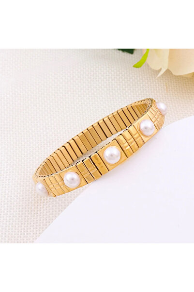 Choice 21cm A1501 Loe| Korean Fashion Elastic Pearl Bracelet. Stainless Steel...